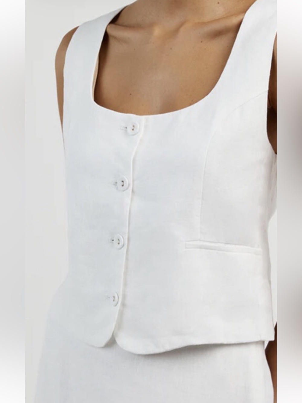Rachel Zoe Ivory Linen Button Front Vest size 12 Large
